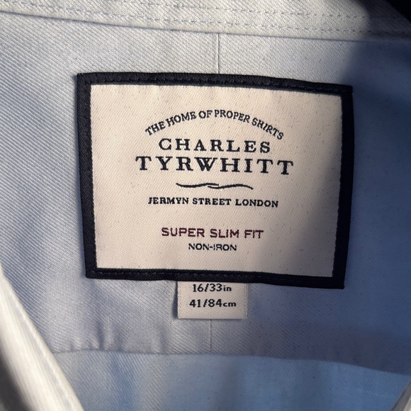 Charles Tyrwhitt 16/33 Men's Blue Shirt French Cuffs Super Slim Fit - Picture 1 of 11